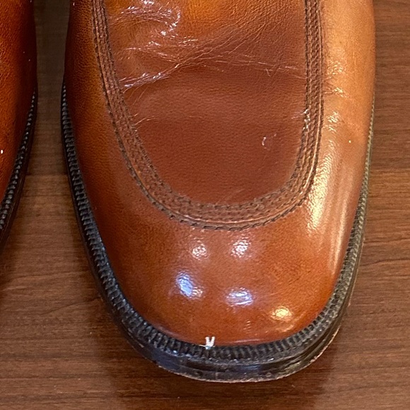 ?3xHPVTG 1980s Florsheim Cognac Tan Leather Slip On Loafers Dress Shoes 13C USA main image 9